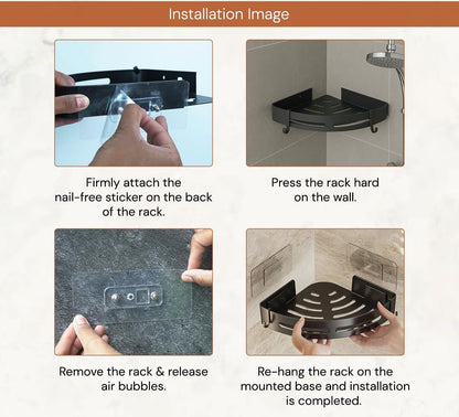 Aluminium Heavy Duty Self Adhesive Bathroom Corner Shelf (Pack of 1)